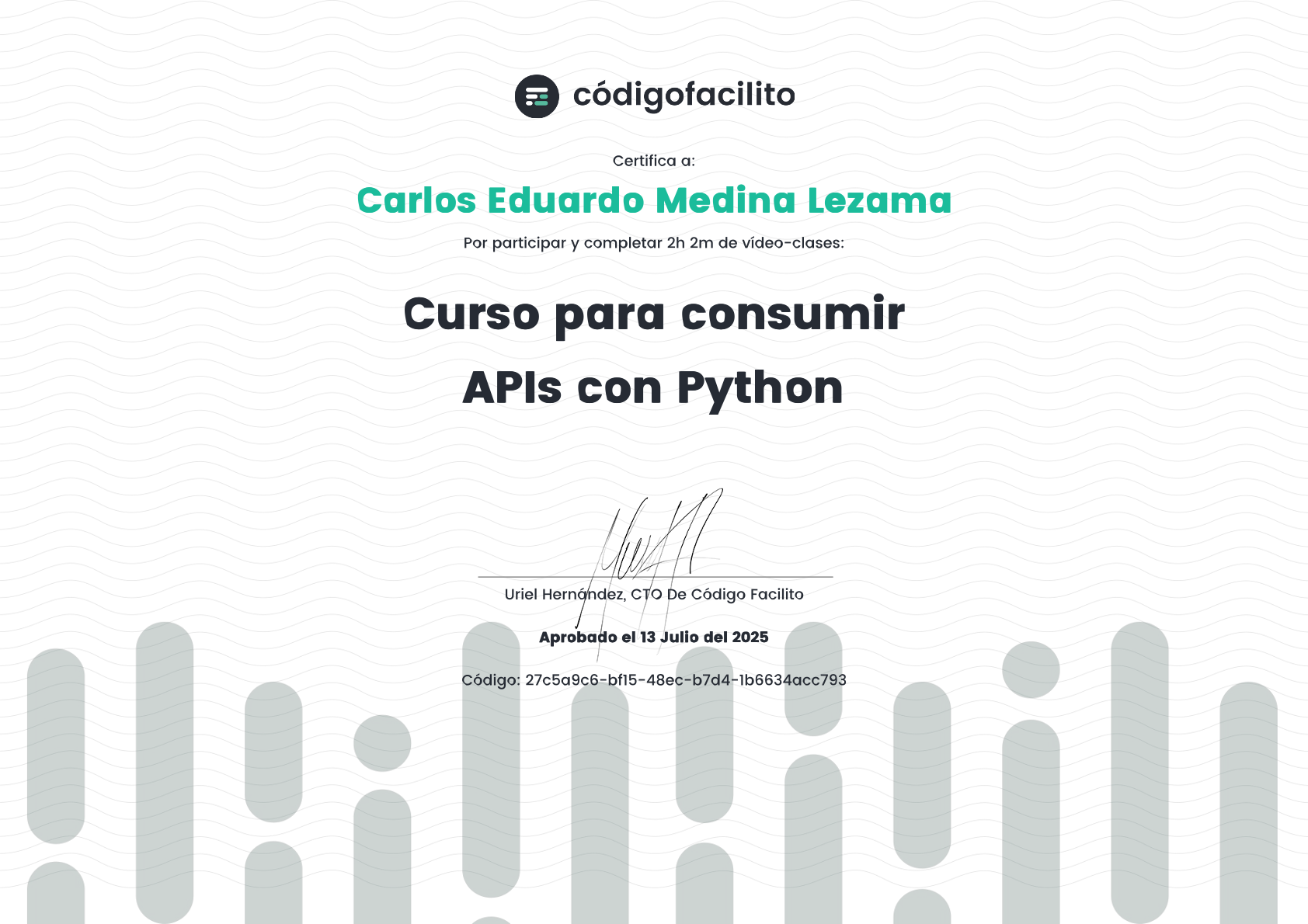 Curso para Consumir APIs con Python - CódigoFacilito - Carlos Eduardo Medina Lezama